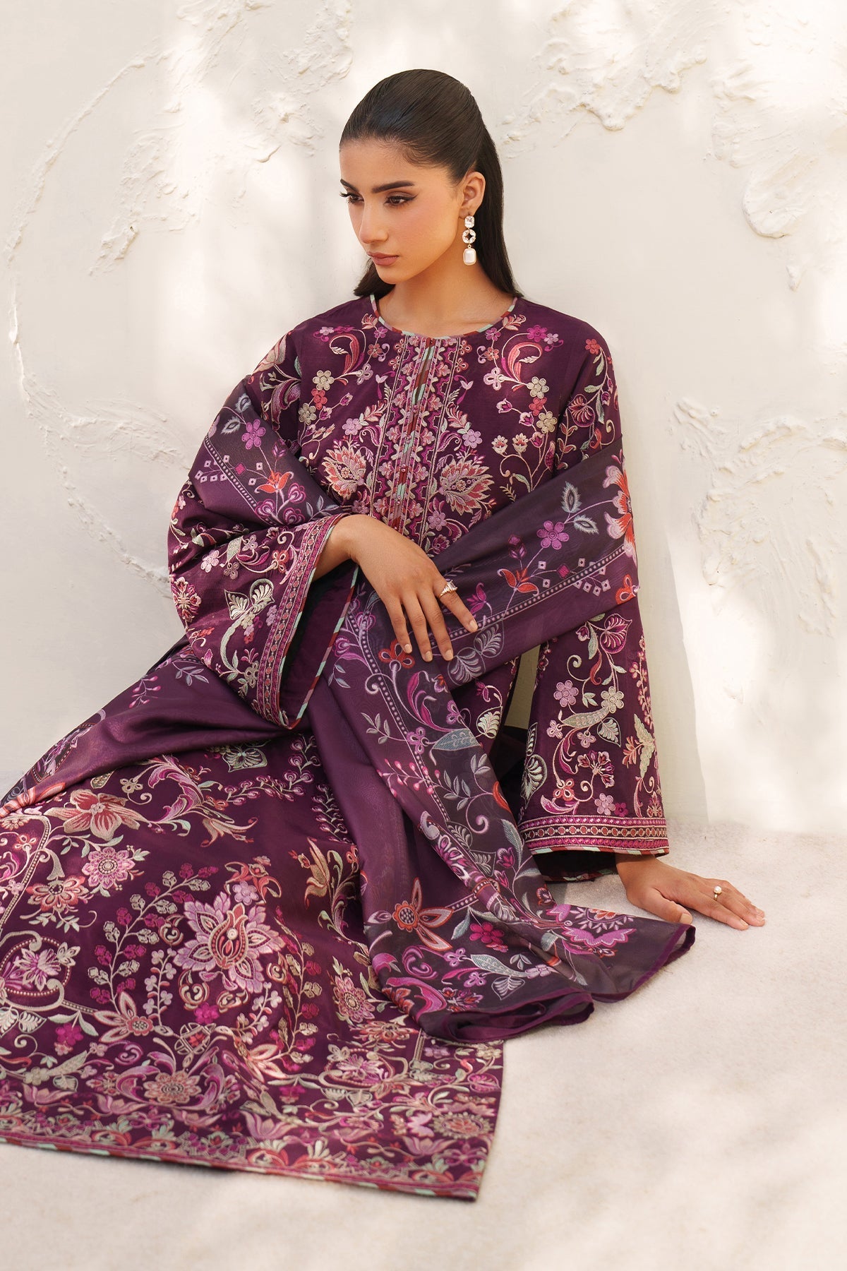 EMBROIDERED RAW SILK UF-4382