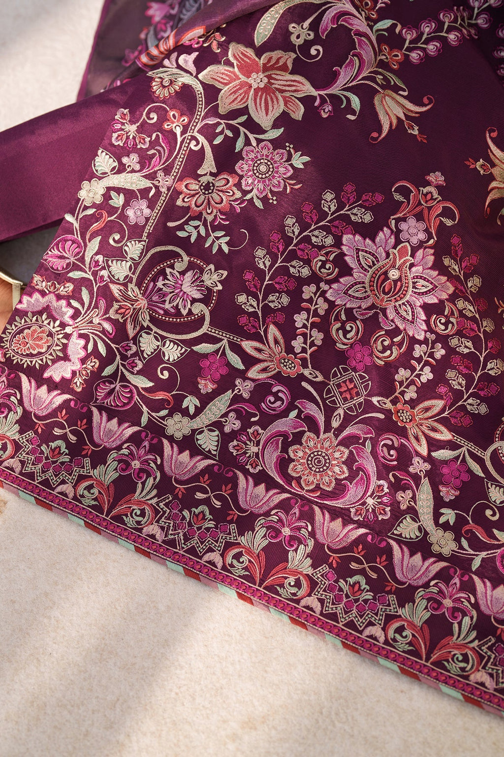 EMBROIDERED RAW SILK UF-4382