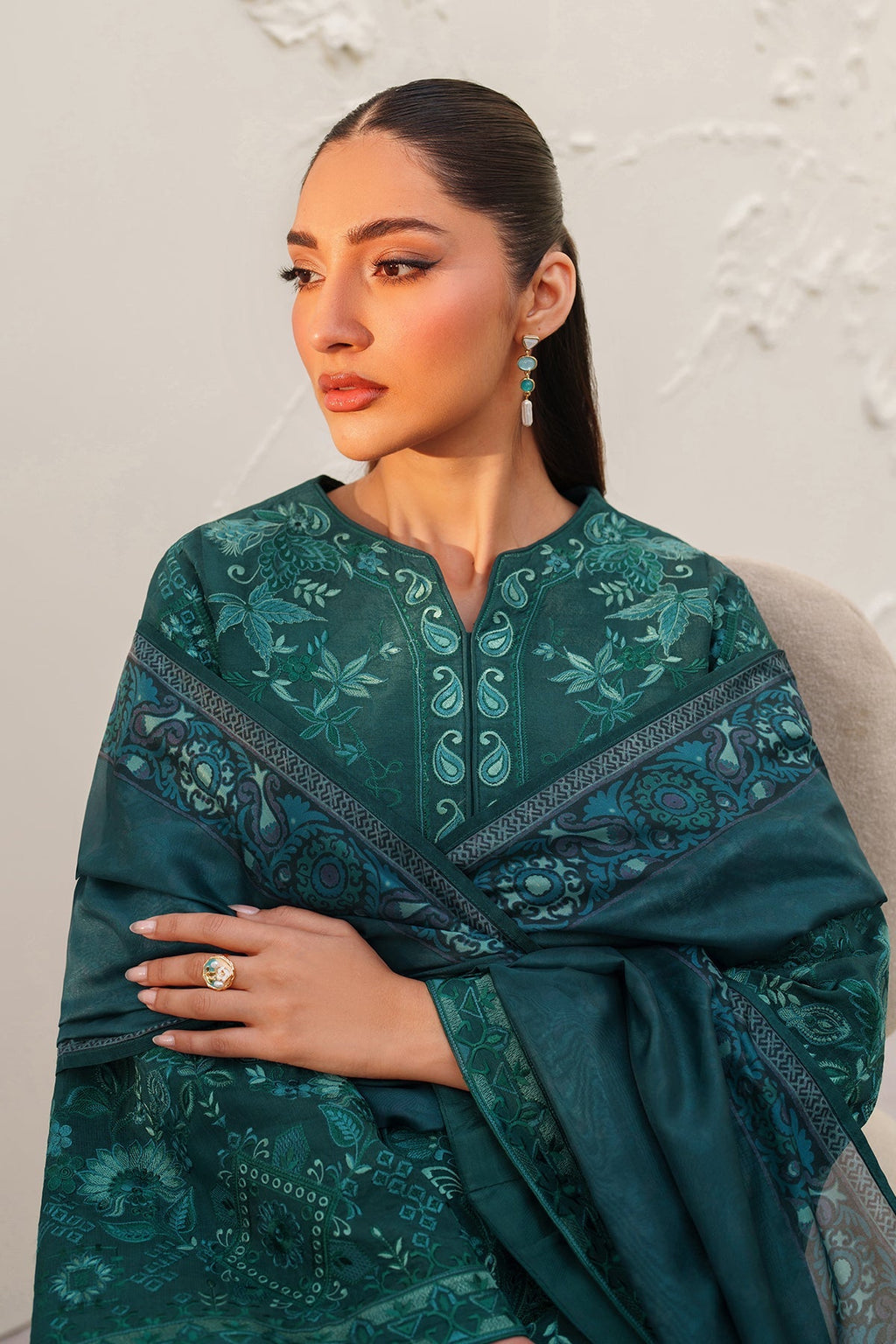 EMBROIDERED RAW SILK UF-4383