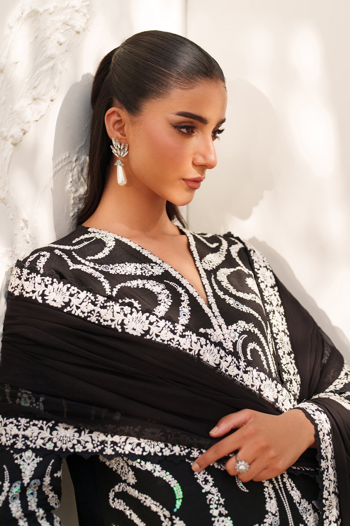 EMBROIDERED RAW SILK UF-4381