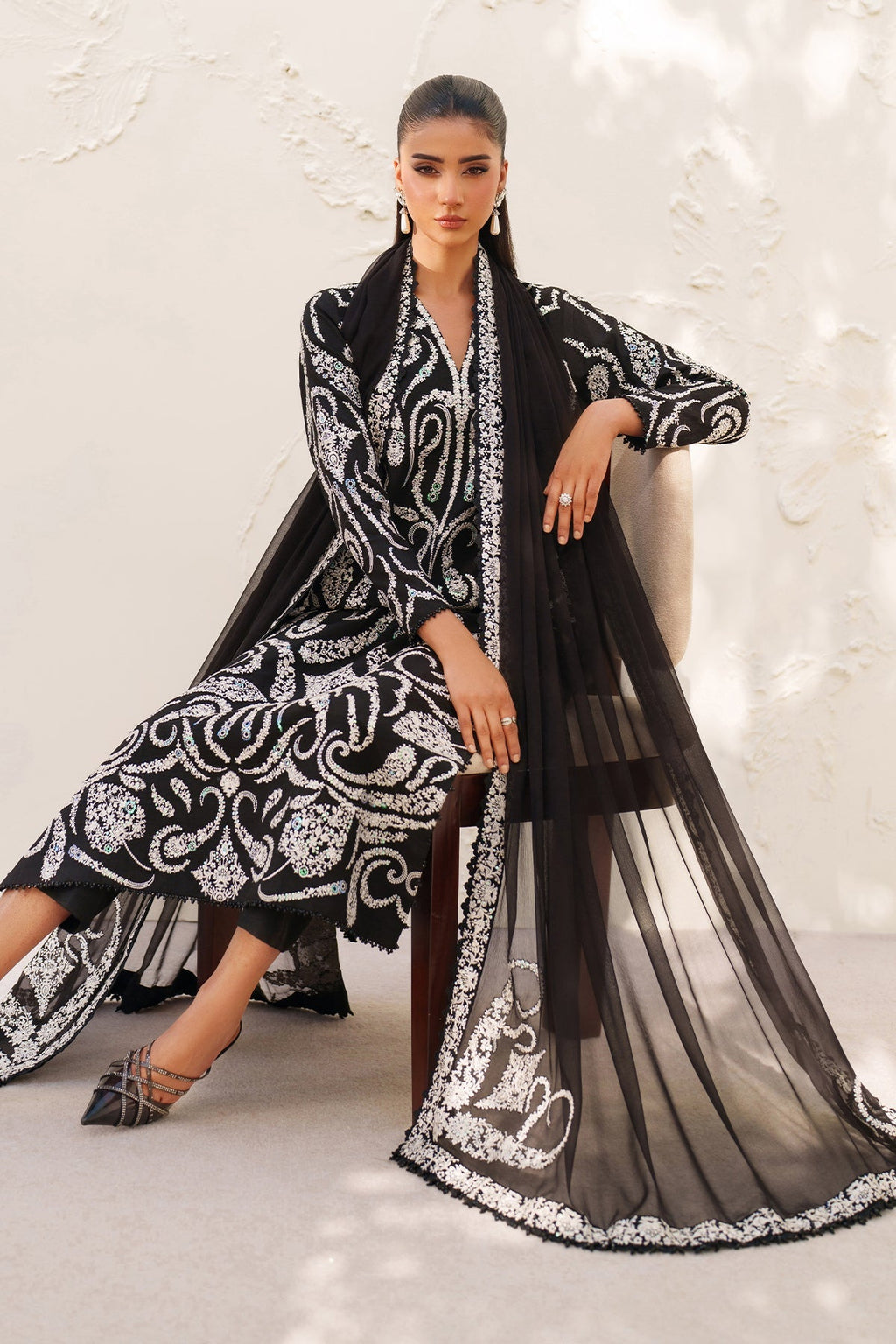 EMBROIDERED RAW SILK UF-4381