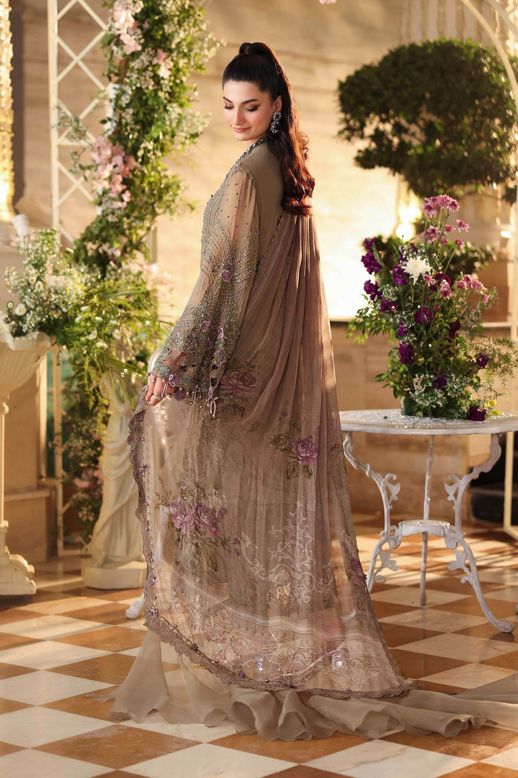3 Piece Unstitched Embroidered Chiffon Suit