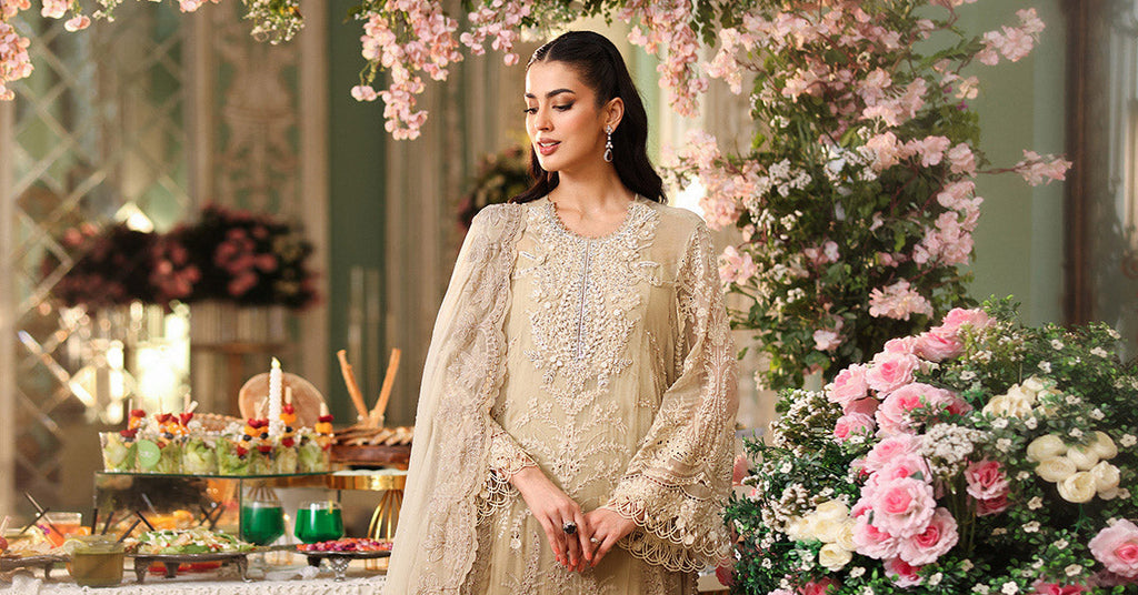 3 Piece Unstitched Embroidered Chiffon Suit