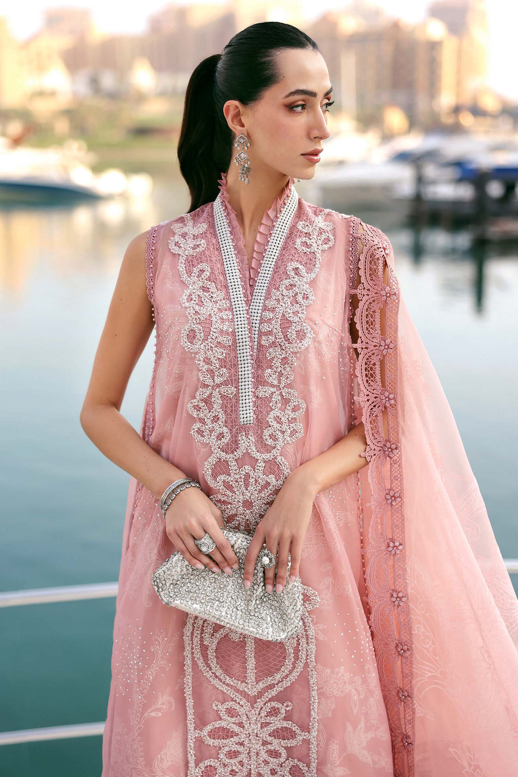3 Piece Unstitched Embroidered Organza Suit