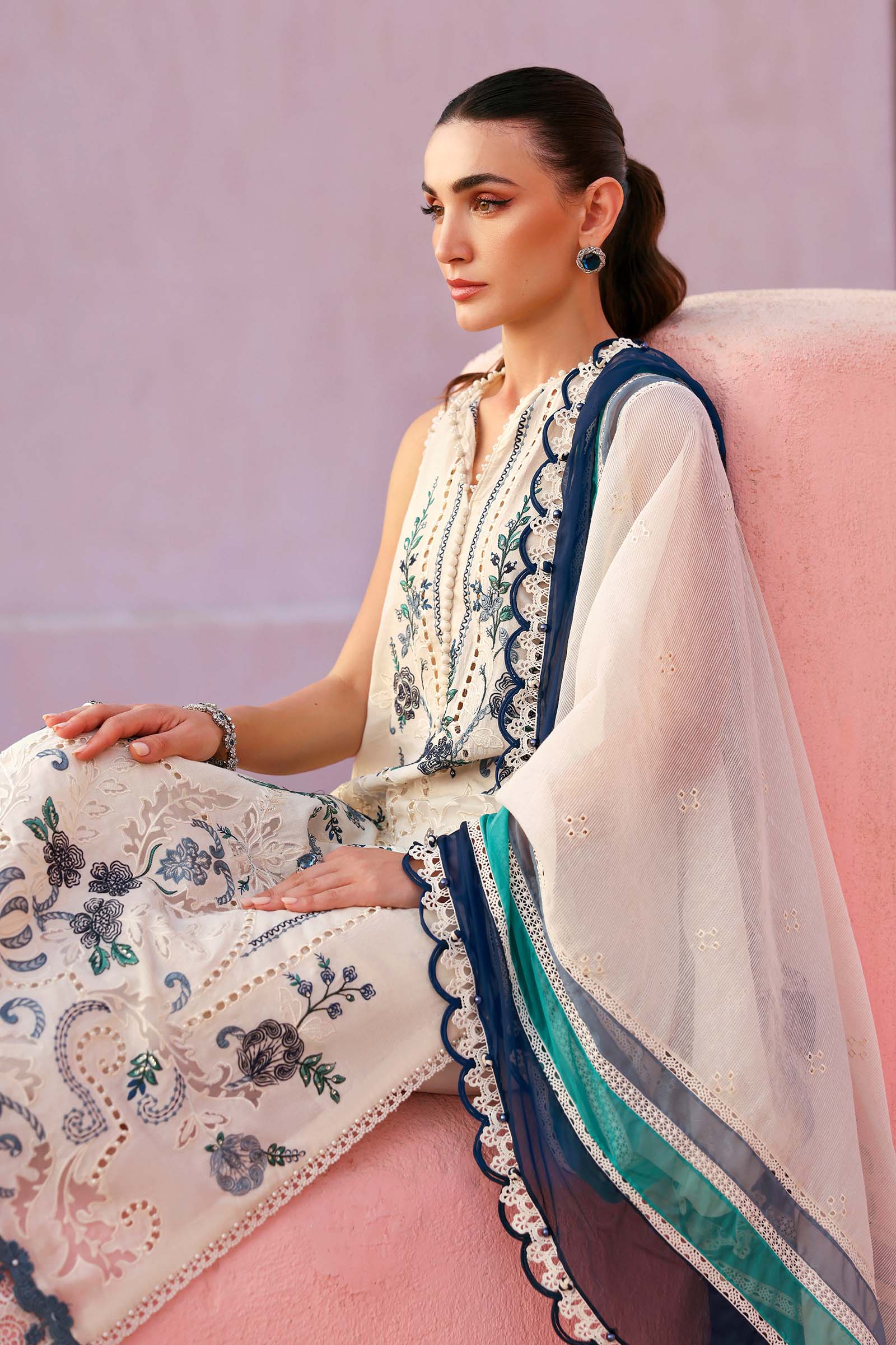 3 Piece Unstitched Embroidered Jacquard Lawn Suit